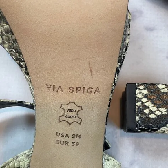 Via Spiga Saville Snake Leather Platform Sandals