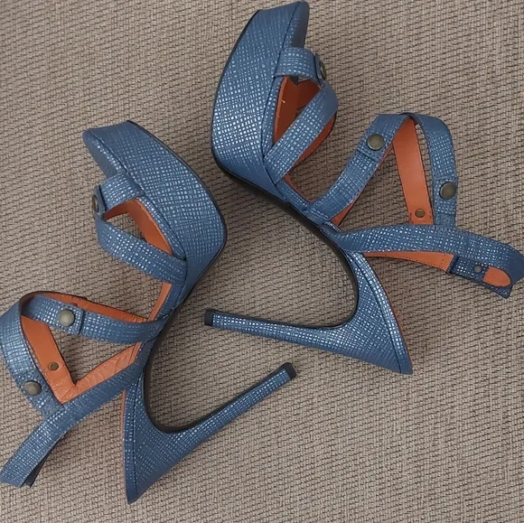 VIA SPIGA VERO CUOIO BLUE SLINGBACK SANDALS