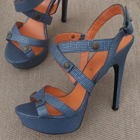 VIA SPIGA VERO CUOIO BLUE SLINGBACK SANDALS