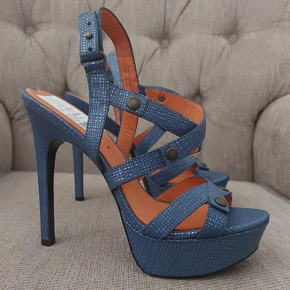 VIA SPIGA VERO CUOIO BLUE SLINGBACK SANDALS