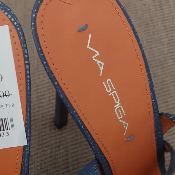 VIA SPIGA VERO CUOIO BLUE SLINGBACK SANDALS