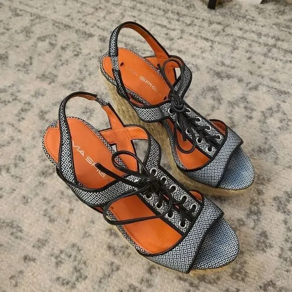 via spiga wedge sandals size 6 leather
