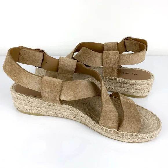 Via Spiga Women's Gia Suede Espadrille Sandals Tan Size 7