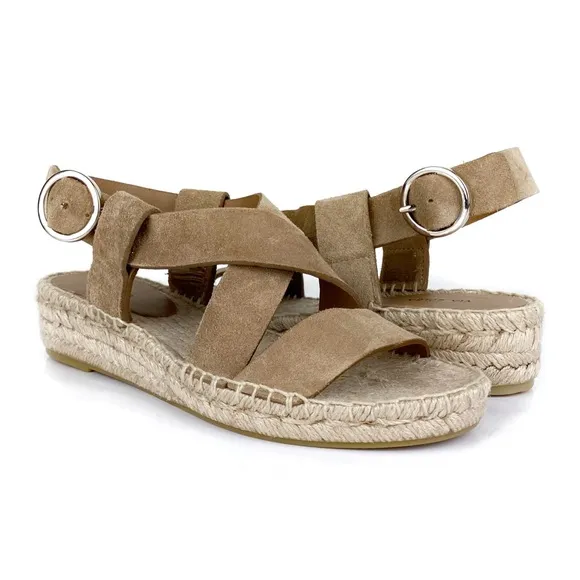 Via Spiga Women's Gia Suede Espadrille Sandals Tan Size 7