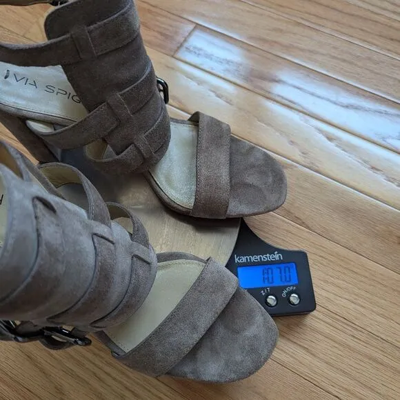 Via Spiga Revel Brown Suede Gladiator Sandals Heels Women's 9