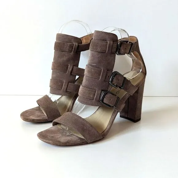 Via Spiga Revel Brown Suede Gladiator Sandals Heels Women's 9