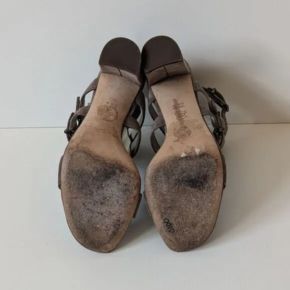 Via Spiga Revel Brown Suede Gladiator Sandals Heels Women's 9