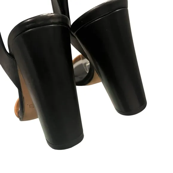 VINCE Alexa Colorblock Leather High Heels Black Tan Ankle Strap, Sz 6