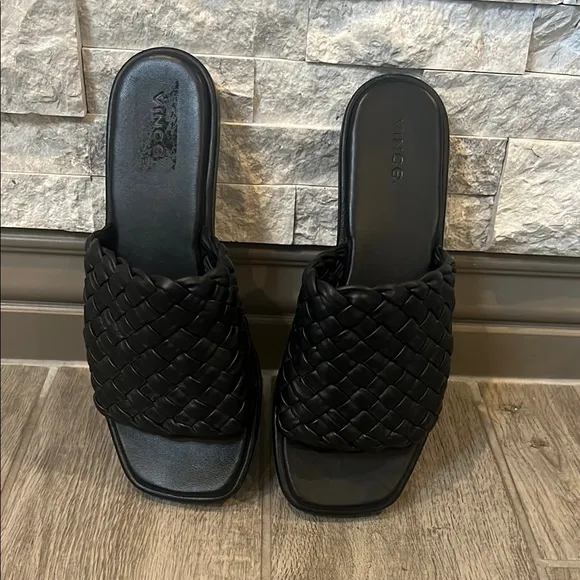 Vince Black Rumi Slide Sandals size 8M/38