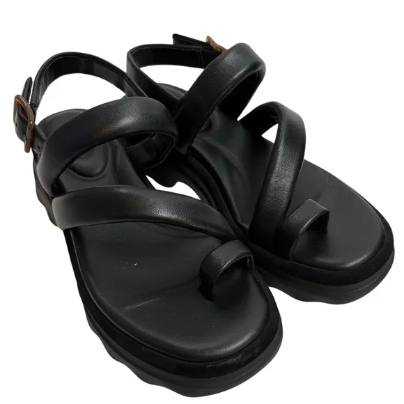 VINCE Black Santa Cruz Leather Platform Sandals : Size 8.5 : NWOT FOR $295
