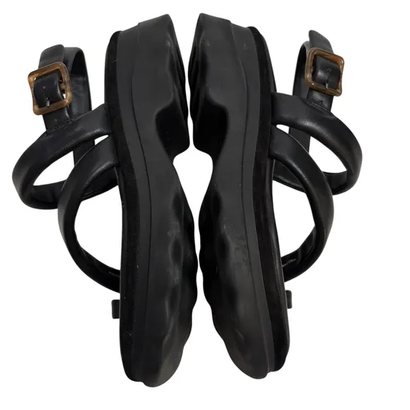 VINCE Black Santa Cruz Leather Platform Sandals : Size 8.5 : NWOT FOR $295