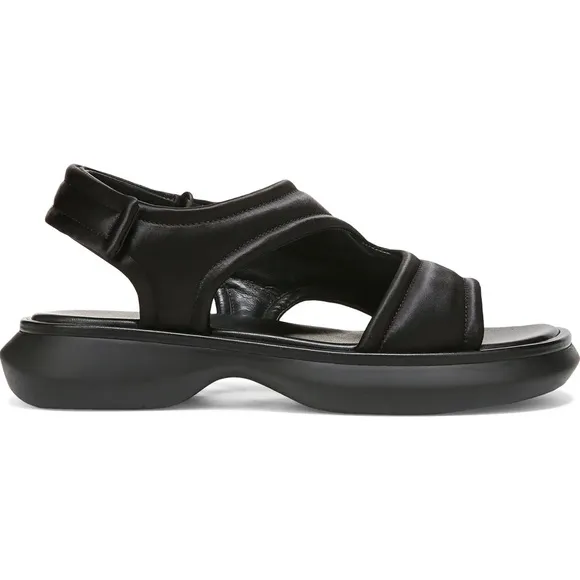 VINCE BLACK SATIN PLATFORM SANDALS