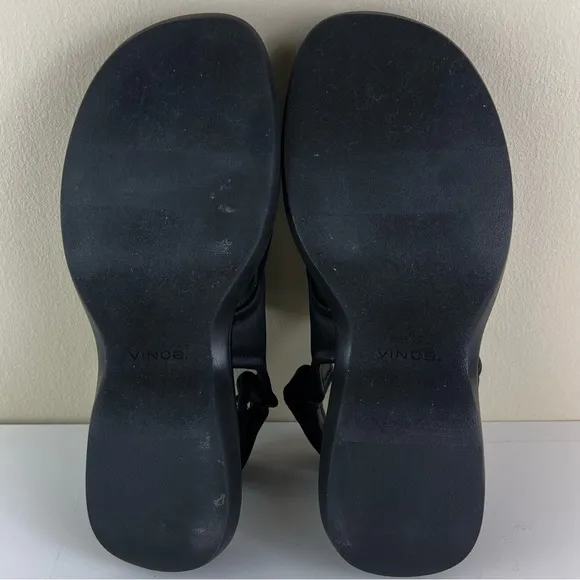 VINCE BLACK SATIN PLATFORM SANDALS