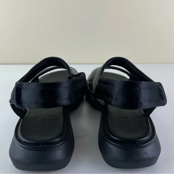 VINCE BLACK SATIN PLATFORM SANDALS