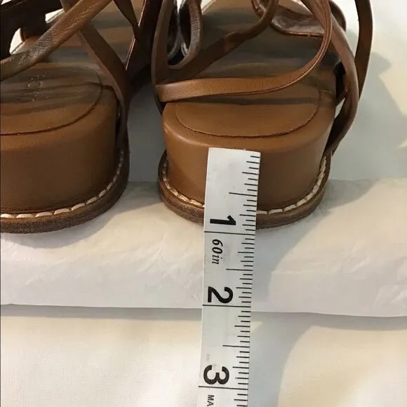 Vince Brown Forster Leather Watersnake Ankle-Wrap Sandals
