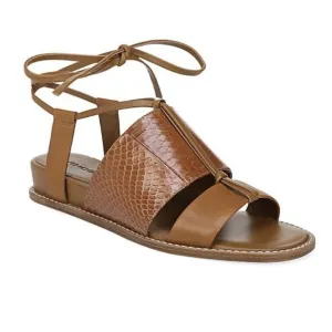 Vince Brown Forster Leather Watersnake Ankle-Wrap Sandals