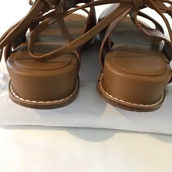Vince Brown Forster Leather Watersnake Ankle-Wrap Sandals