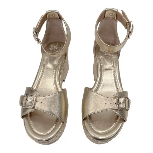Vince Camuto Adjustable Wedge Sandals - Meterry Gold size 7.5 M