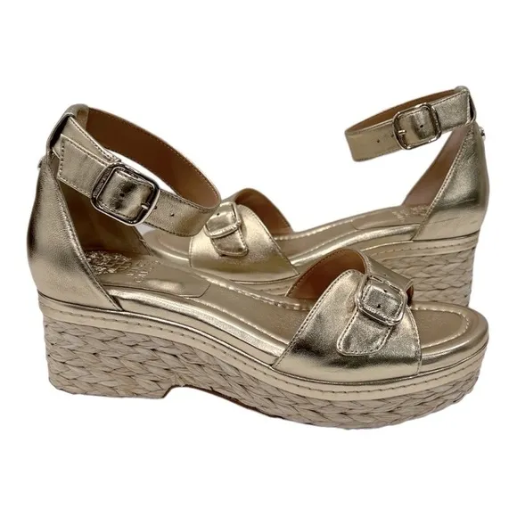 Vince Camuto Adjustable Wedge Sandals - Meterry Gold size 7.5 M
