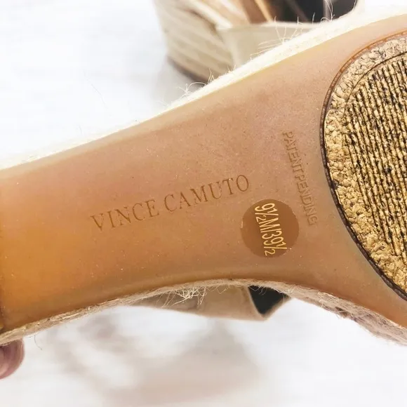 Vince Camuto beige 4” wedge sandals sz9.5 New