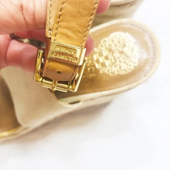 Vince Camuto beige 4” wedge sandals sz9.5 New
