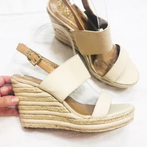 Vince Camuto beige 4” wedge sandals sz9.5 New