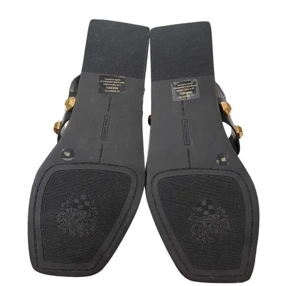 VINCE CAMUTO Dailette Glossy Lizard Emboss Black Women's Sandals NEW 8