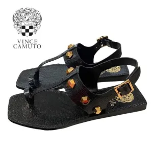VINCE CAMUTO Dailette Glossy Lizard Emboss Black Women's Sandals NEW 8