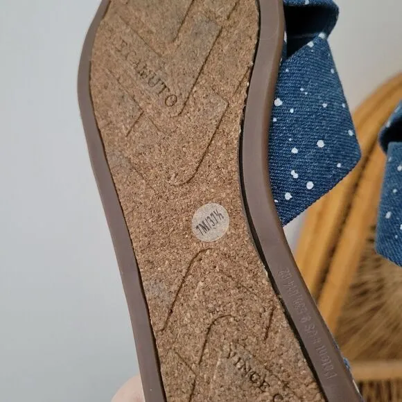 Vince Camuto Esulla Blue Denim Splatter Sandals Cross Band 7 M