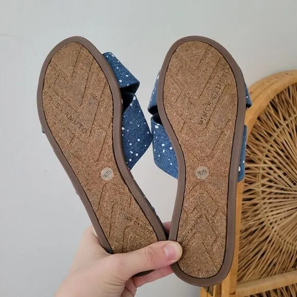 Vince Camuto Esulla Blue Denim Splatter Sandals Cross Band 7 M