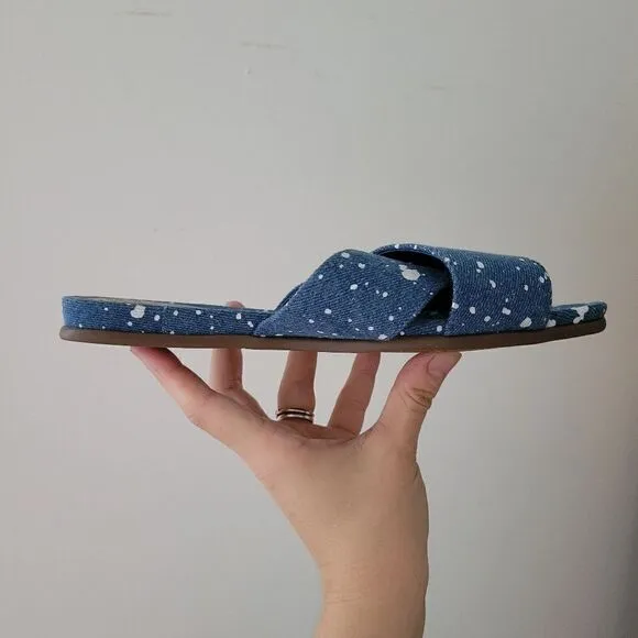 Vince Camuto Esulla Blue Denim Splatter Sandals Cross Band 7 M