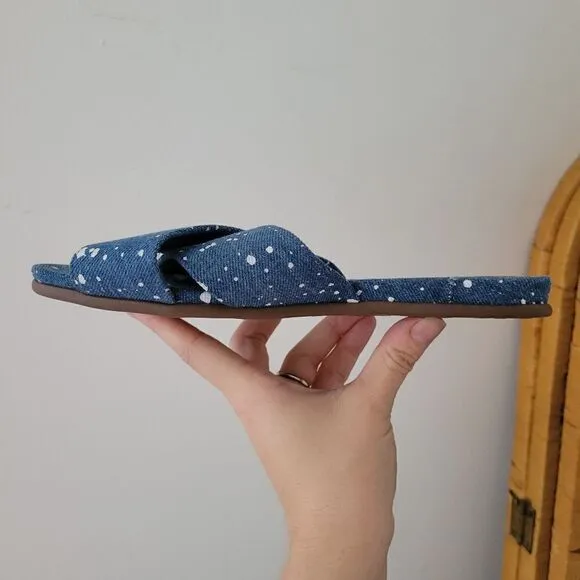 Vince Camuto Esulla Blue Denim Splatter Sandals Cross Band 7 M