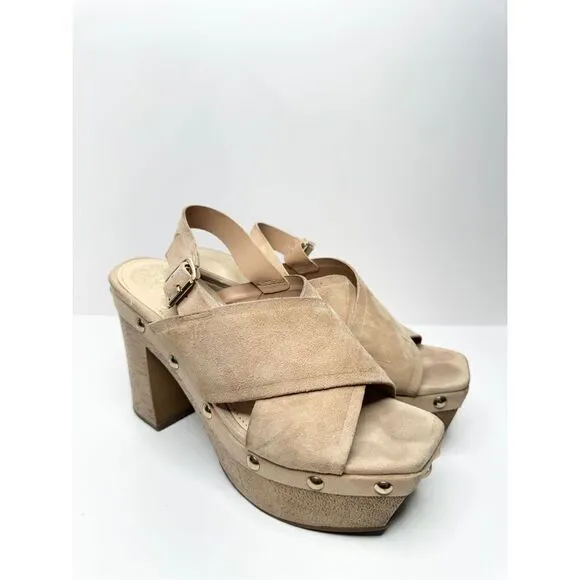 Vince Camuto Sandals Womens Size 6 Tan Slingback Platform Open Toe Heels