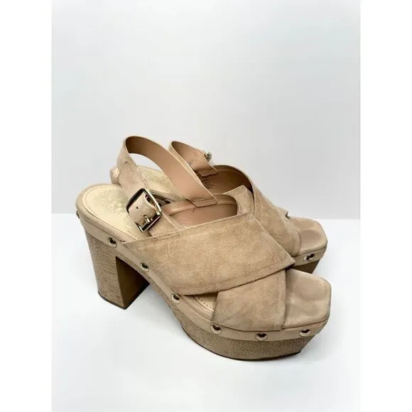 Vince Camuto Sandals Womens Size 6 Tan Slingback Platform Open Toe Heels