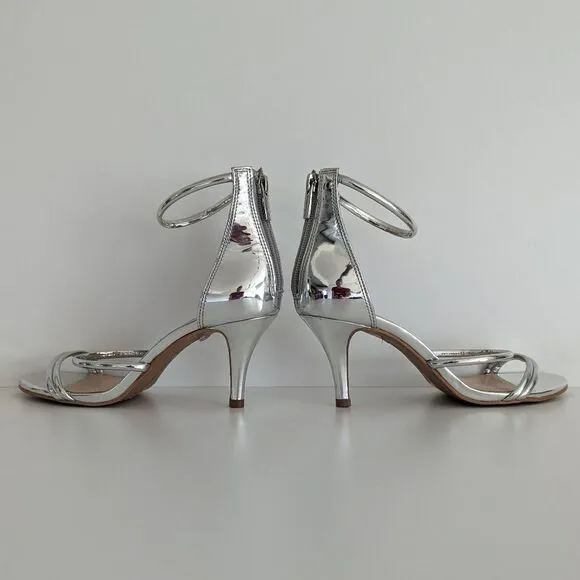Vince Camuto Silver Metallic Strappy High Heels Sandals Women's 8