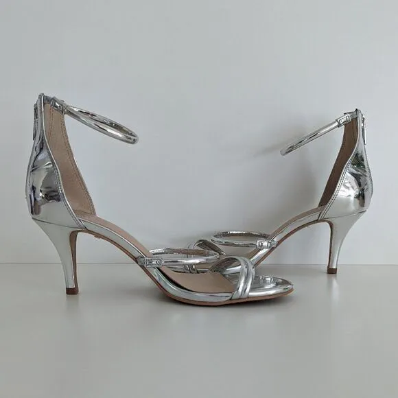Vince Camuto Silver Metallic Strappy High Heels Sandals Women's 8