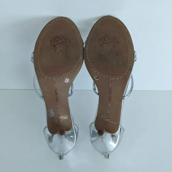 Vince Camuto Silver Metallic Strappy High Heels Sandals Women's 8