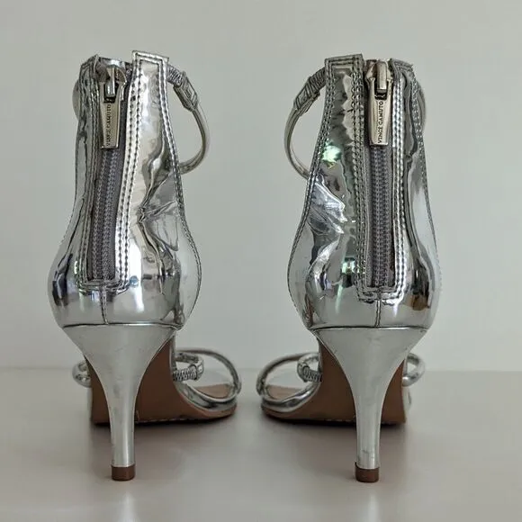 Vince Camuto Silver Metallic Strappy High Heels Sandals Women's 8