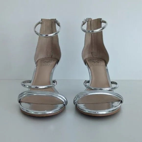 Vince Camuto Silver Metallic Strappy High Heels Sandals Women's 8