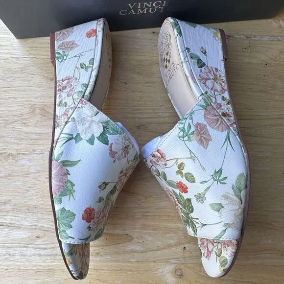Vince Camuto Stephena Wedge Slide Sandals Size 6M Floral Boho Romantic‎ NWB