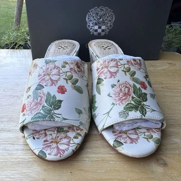 Vince Camuto Stephena Wedge Slide Sandals Size 6M Floral Boho Romantic‎ NWB
