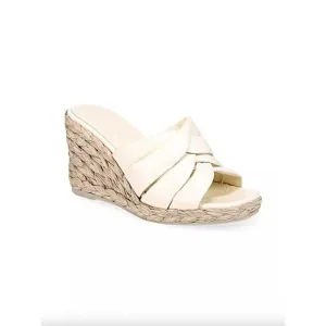 VINCE Gilian Woven Leather Espadrille Wedge Sandals White Womens Size 6.5