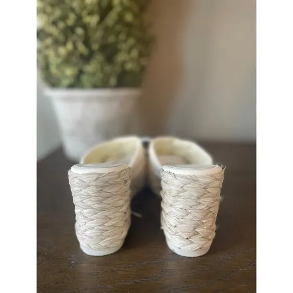 VINCE Gilian Woven Leather Espadrille Wedge Sandals White Womens Size 6.5
