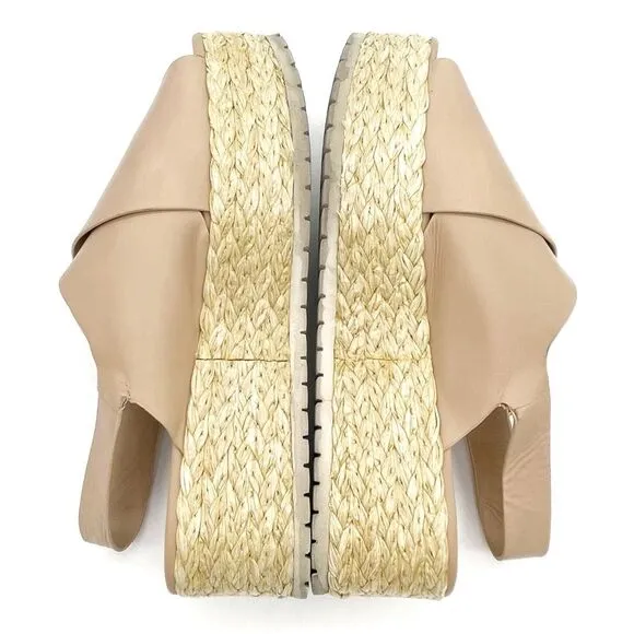Vince Jesson Platform Sandals Nude Taupe Leather Cross Strap Flatform Size 8