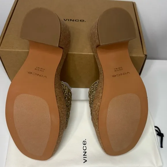 Vince NIB Nicki Croche Cork Sandals in Sand