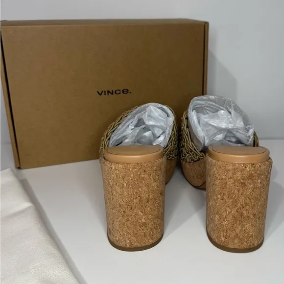 Vince NIB Nicki Croche Cork Sandals in Sand