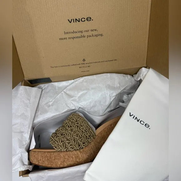 Vince NIB Nicki Croche Cork Sandals in Sand