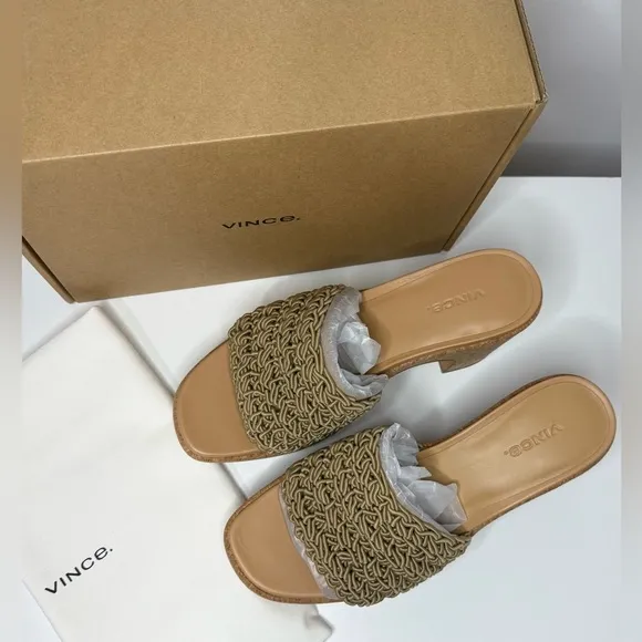 Vince NIB Nicki Croche Cork Sandals in Sand
