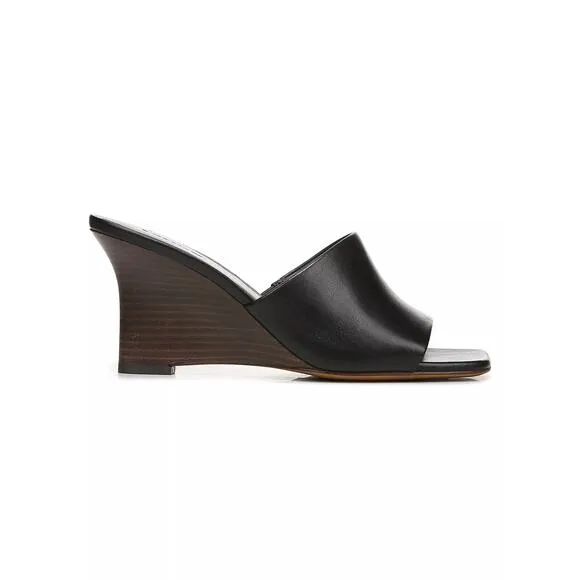 Vince Pia Wedge Mule Sandals - 7.5 - Black