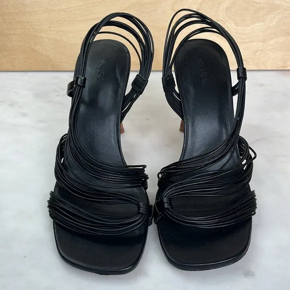 Vince Qala Leather Strappy Slingback Sandals‎ Heels Black size EU 40 / US 9